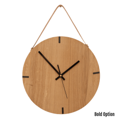 Finn Wall Clock In Oak - 250MM Dia Clear Varnish Bold Black Second Hand