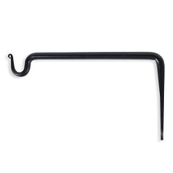Durable Forged Wrought Iron Wall Mountable 10 Inch Bracket With Curved Hook For Planters Lanterns And Bird Feeders Black