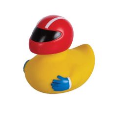 Floating Duck Toy - Racer Design - Vinyl - Yellow - 4 Pack