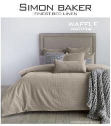 Simon Baker Waffle Cotton Duvet Cover Set Natural Various Sizes - Natural Queen 230CM X 200CM + 2 Pillowcases 45CM X 70CM