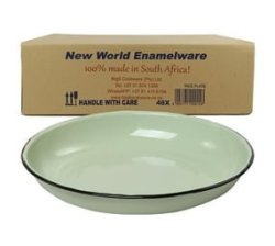 New World Enamel Rice Plate 24CM Green -box Of 48