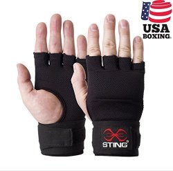 Sting Elasticized Quick Wraps Padded Inner For Kickboxing Mma And Muay Thai Black L