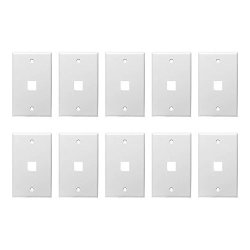 Ecore Cables 15-460-101 Wh Flush Mount Keystone Wall Plate - Single Gang - 1 Port - 10 Pack - White
