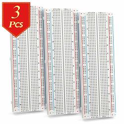 Chanzon 3 Pcs Breadboard With 830 Tie Points MB-102 Solderless Prototype Kit Universal Pcb Bread Board Plus 2 Power Rail And Adhesive Back For