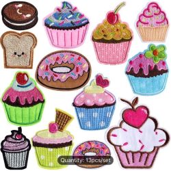 13 Pieces Cakes And Doughnuts Iron On Patches