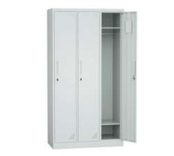 Steel 3 Door Inner Handle Locker Cabinet With Lock - Light Grey
