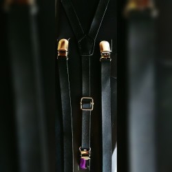 Kiddies Leatherlike Black Suspenders