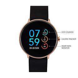 Itouch Sport Digital Smartwatch And Pedometer - Solid Silicone Strap Black rose Gold