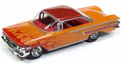 1960 Chevrolet Impala Orange With Red Flames Limited Edition To 3 200 Pieces Worldwide 1 64 Diecast Model Car By Racing Champions RCSP007