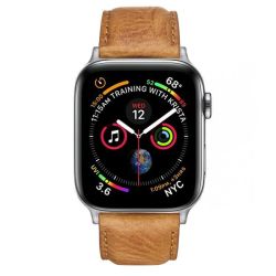 Colton James Leather Strap For Silver 44MM Apple Watch - Tan