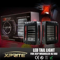 Xprite G2 Series Clear Lens Red LED Tail Light Assembly W Turn Signal & Back Up For Jeep Wrangler J