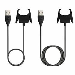 Soulen For Fitbit Charge 3 Charger 2-PACK 55CM+1M Replacement Charging Cable Cord For Fitbit Charge 3 Fitness Activity Tracker Smartwatch Black