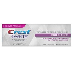 Crest 3D White Brilliance Advanced Teeth Whitening + Advanced Freshness Toothpaste Mesmerizing Mint 4.1 Oz