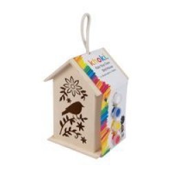 Paint Your Own Bird House - Brush & Paints - Wooden - Brown - 2 Pack