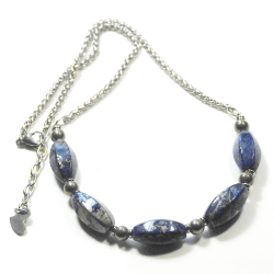 Atenea Handmade Natural Lapis Lazuli Necklace With Pyrite Spacers