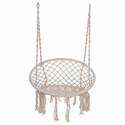 NSZZJIXO9 Hammock Chair Macrame Swing Handmade Hanging Boho Style Rope Chair Cotton Fabric For Indoor & Outdoor Home Garden Patio Balcony And More Max