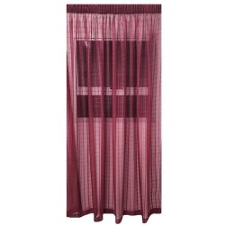 Matoc Readymade Curtain -grid Voile -dark Red -taped -230CM W X 230CM H