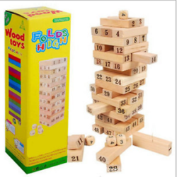 48 Piece Jenga Wooden Blocks Numbered Puzzle Games