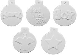 New Hampshire Craftworks Christmas Ball Ornament Collection Number 3 - Set Of 5 - Host Your Own Ceramic Painting Party