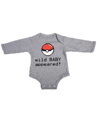 Wild Baby Appeared BabyGrow - L sleeve Grey Newborn