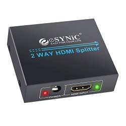 Esynic 1X2 HDMI Splitter 1 In 2 Out HDMI Powered Splitter Repeater Support Full HD 1080P 3D For Hdtv PS3 PS4 XBOX360 DVD PC