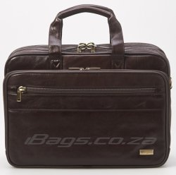Largess Leather Bailhandle Laptop Briefcase Brown