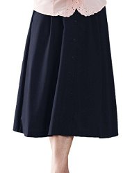 Swann Button Front Pleated Skirt Navy 12P