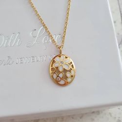 Blossom-gold Gold Plated 925 Sterling Silver Flower Necklace 10X15MM 45CM Chain