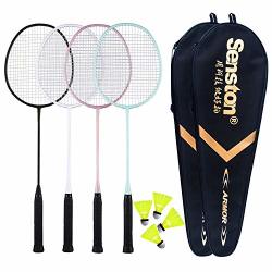Senston Badminton Rackets 4 Pack Badminton Set Including 2 Badminton BAG 4 RACKETS 4 Nylon Badminton