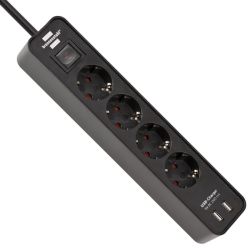 Brennenstuhl Extension Socket Ecolor USB 4-WAY Eu 1.5M Black 1153240006