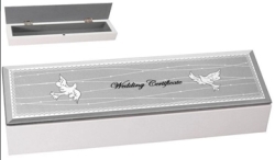 Wedding Certificate Memorabilia Silver Dove Gift Box