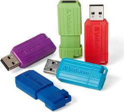 Verbatim Pinstripe USB 2.0 Flash Drive 32 Gb 5 X Assorted Colors