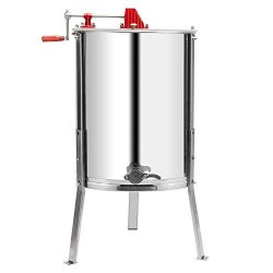 Vingli Upgraded 4 Frame Honey Extractor Separator 304 Food Grade Stainless Steel Honeycomb Spinner Drum Manual Crank With Adjustable Height Stands Beekeeping Pro Extraction Apiary Centrifuge Equipment