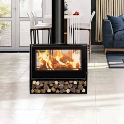 C&a Cristal 78 - Freestanding Fireplace 8-14KW - Wood Log Holder Base