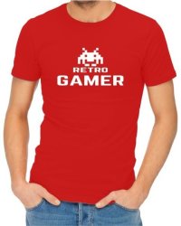 Retro Gamer Mens Red T-Shirt Large