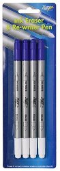 Tiger Washable Blue Ink Eraser And Permanent Blue Re-writer - Pack Of 4 Pens