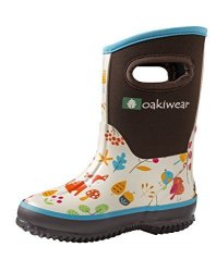 Oakiwear Children's Neoprene Rain Boots Snow Boots Muck Rain Boots Forest Animals 1Y