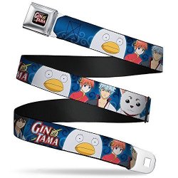 Buckle-down Seatbelt Belt - Gin Tama 5-CHARACTER Group Pose kimono Waves Blues - 1.0" Wide - 20-36 Inches In Length