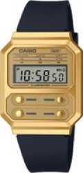 Casio Retro A100WEFG-9ADF Gold Tone Digital Square Watch