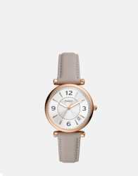 Fossil Carlie Grey Leather Watch - One Size Fits All Grey