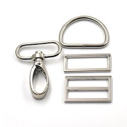 5 Sets 1.5" 38MM Swivel Snap Hook Clips Buckles Triglides D Ring Rectangle Strap Snap Nickle