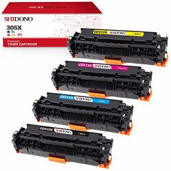 Shidono Compatible Toner Cartridge Replacement For Hp 305X 305A CE410X Fits With Hp Laserjet Pro 400 Color M451DW M451DN M451NW M375NW M475DN M475DW Printer 4-PACK 1BLACK 1CYAN 1YELLOW 1MAGENTA