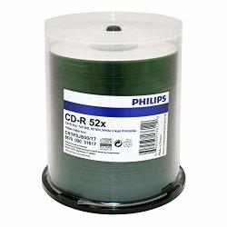Philips Cd-r 52X Duplication Grade White Inkjet Printable To Stacking Ring 100PK Cake Box