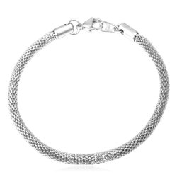 Men 5MM Stainless Steel Round Mesh Chain Link Bracelet 8.3 Inches
