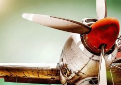 Framed Canvas Print - Closeup Of An Old Airplane