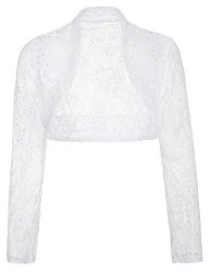Elegant Sheer Lace Long Sleeve Open Front Bolero For Gowns JS49-2 M
