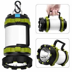 Wsky Rechargeable Camping Lantern Flashlight 6 Modes 3600MAH Power Bank Two Way Hook Of Hanging Perfect For Camping Hiking Outdoor Recreations USB Charging Cable Included