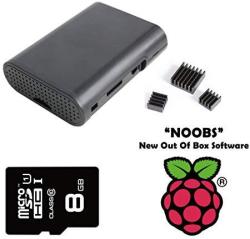 Clear Enclosure Case Box With 3 Aluminum Heatsinks And Preloaded 8GB Noobs Class 10 Micro Sd Card For Raspberry Pi B+