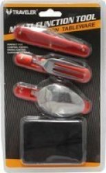 6 Function Camping Cutlery Set Red