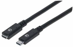 Manhattan Products Superspeed+ Usb-c Extension Cable USB 3.1 Gen 2 Type-c Male To Type-c Female 10 Gbps 5 A 50 Cm 1.5 Ft. Black
